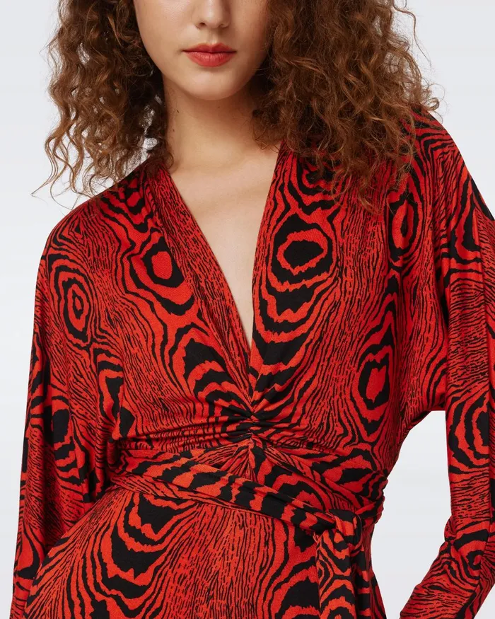 Aurelia Jumpsuit Wood Grain Red Women DVF Jumpsuits and Rompers
