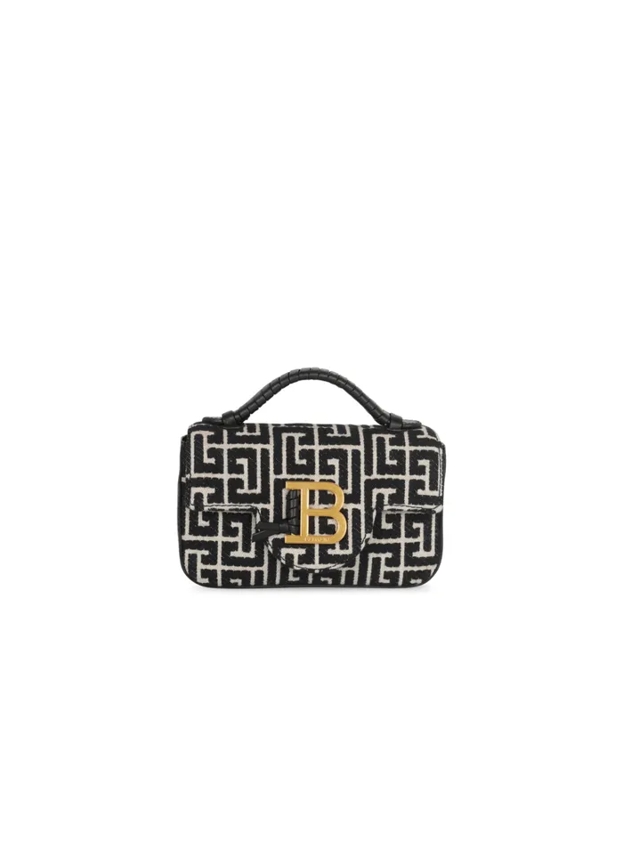 BBuzz Mini Monogrammed Jacquard Bag Black Women Balmain Handbags