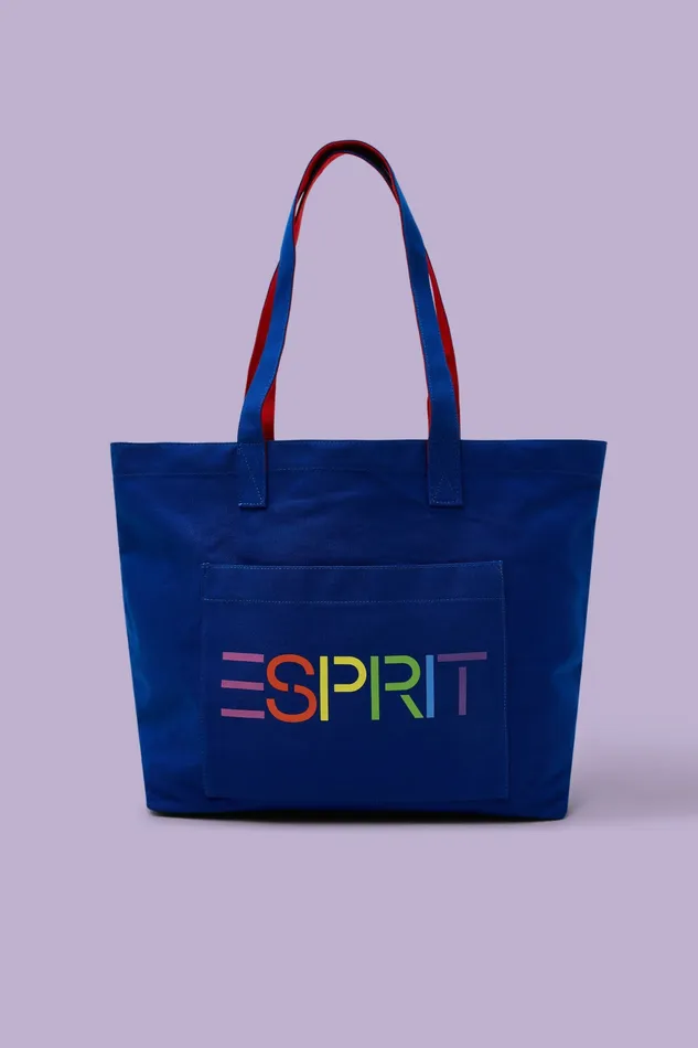 Bags Wallets Men Esprit Logo Canvas Tote Bag Bright Blue