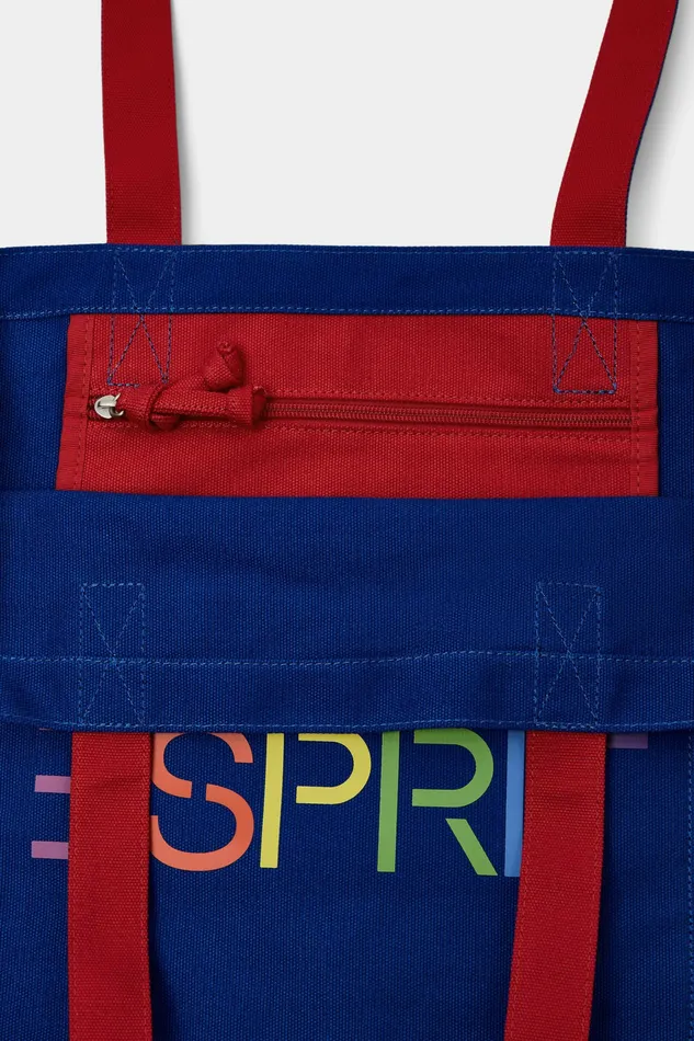 Bags Wallets Men Esprit Logo Canvas Tote Bag Bright Blue
