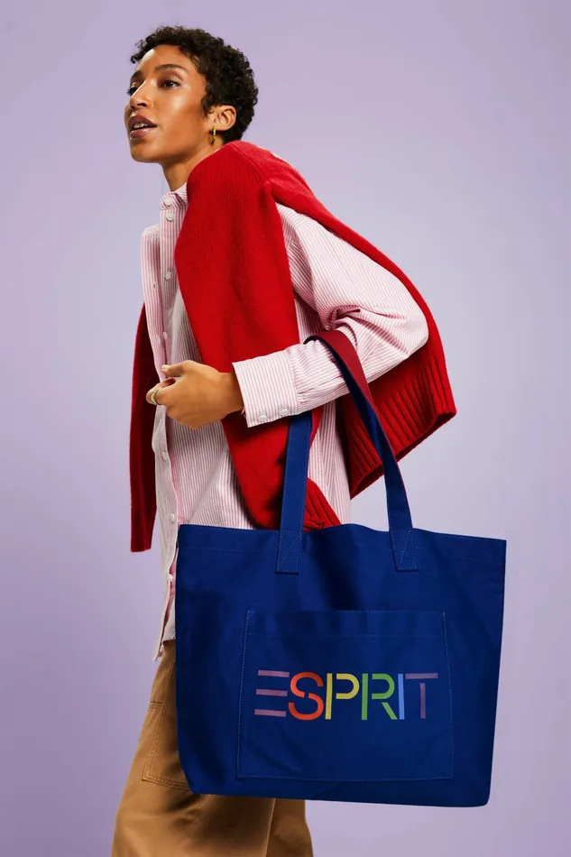 Bags Wallets Men Esprit Logo Canvas Tote Bag Bright Blue