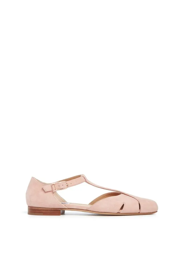 Ballet Flats Women Gabriela Hearst Harlow Ballerina Flat Shoe In Blush Suede