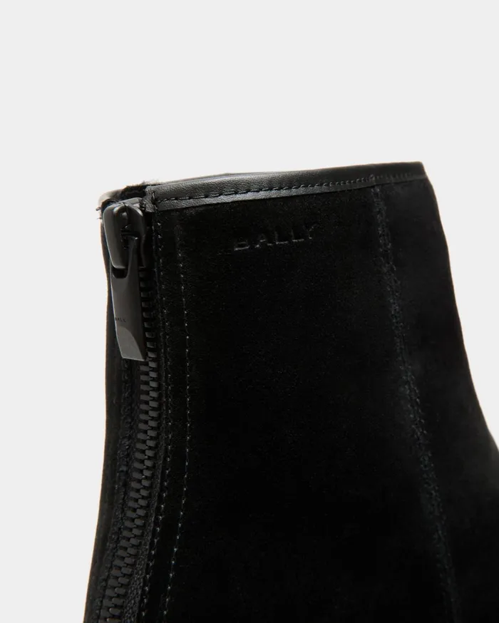 Bally Curling Bootie In Black Suede Men Bally Boots and Ankle Boots