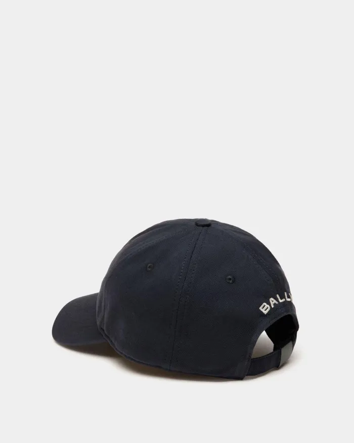 Baseball Hat With ChocoCandy Detail In Navy Blue Cotton Women Bally Gloves and Hats