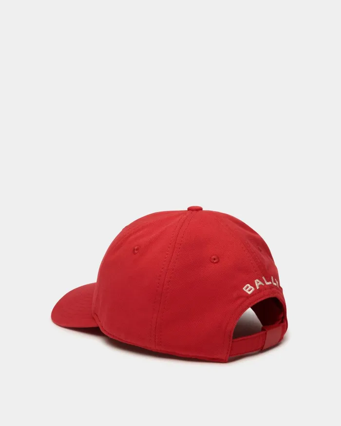 Baseball Hat With ChocoCandy Detail In Red Cotton Women Bally Gloves and Hats