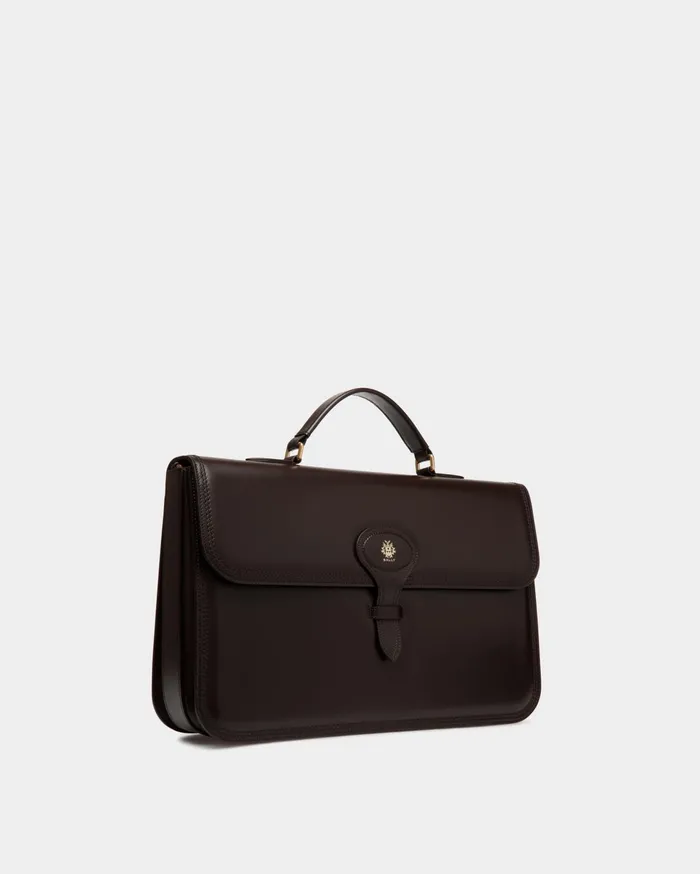 Beckett Briefcase In Ebano Leather Men Bally Business Bags