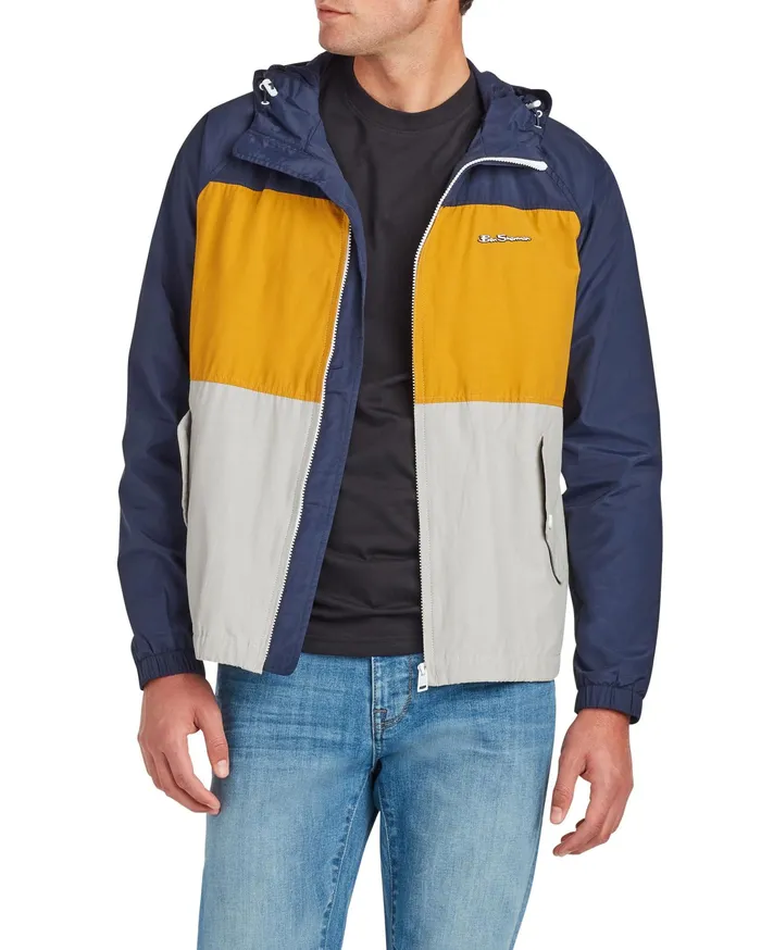 Ben Sherman Jackets Hooded Windbreaker Jacket 8211 NavyGoldGrey 8211 Men