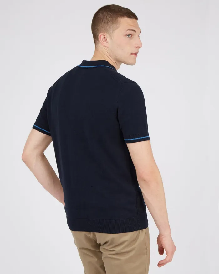 Ben Sherman Knit Polos ShortSleeve TexturedFront Knit Polo 8211 Dark Navy 8211 Men