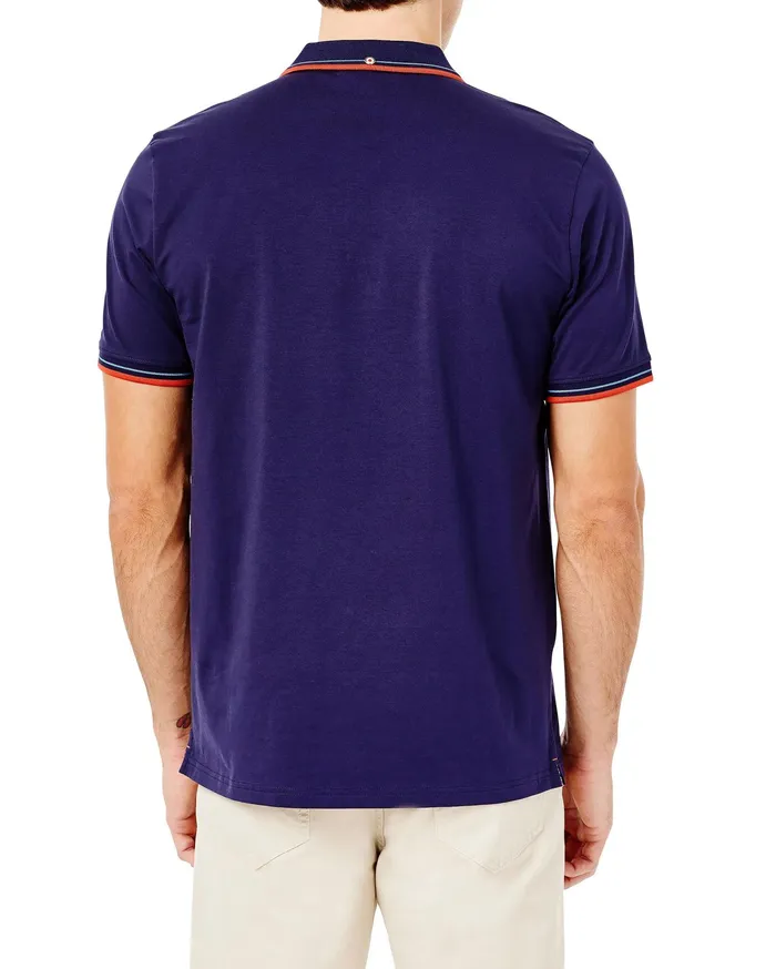 Ben Sherman Knit Polos ShortSleeve Vintage Stripe Supima Polo Shirt 8211 Maritime Blue 8211 Men