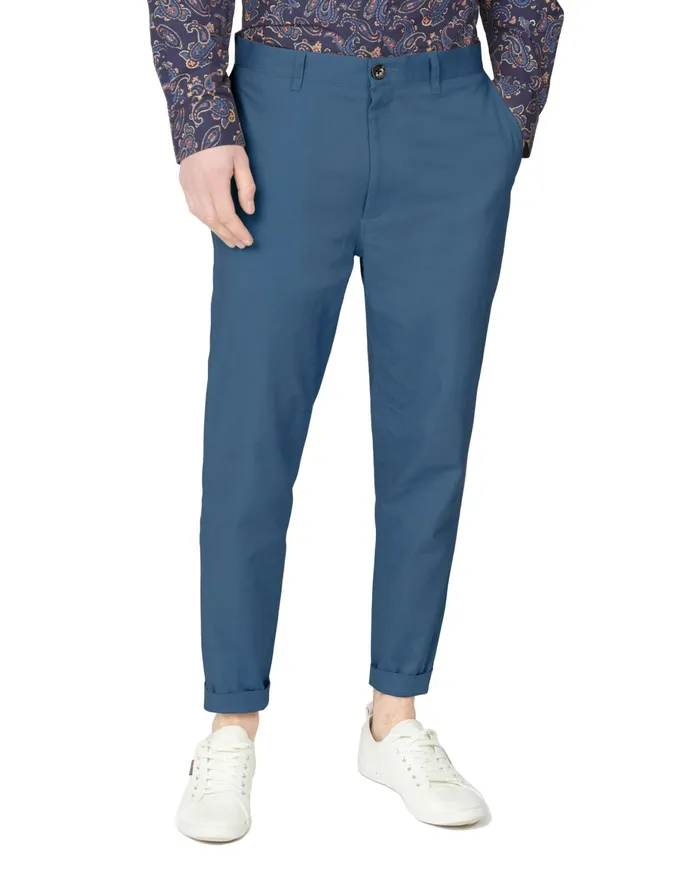 Ben Sherman Pants and Chinos CottonLinen SlimTaper Trouser 8211 Indigo 8211 Men