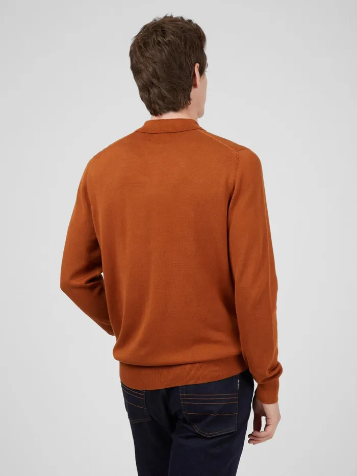 Ben Sherman Polos LongSleeve Signature Knit Polo 8211 Caramel 8211 Men