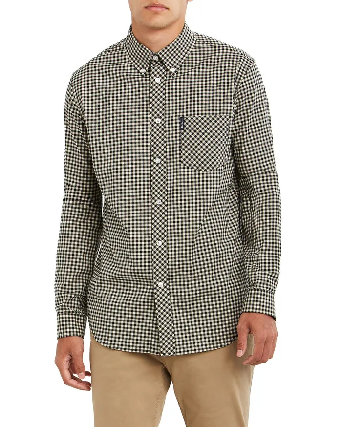 Ben Sherman Shirting LongSleeve Gingham Shirt 8211 Black 8211 Men