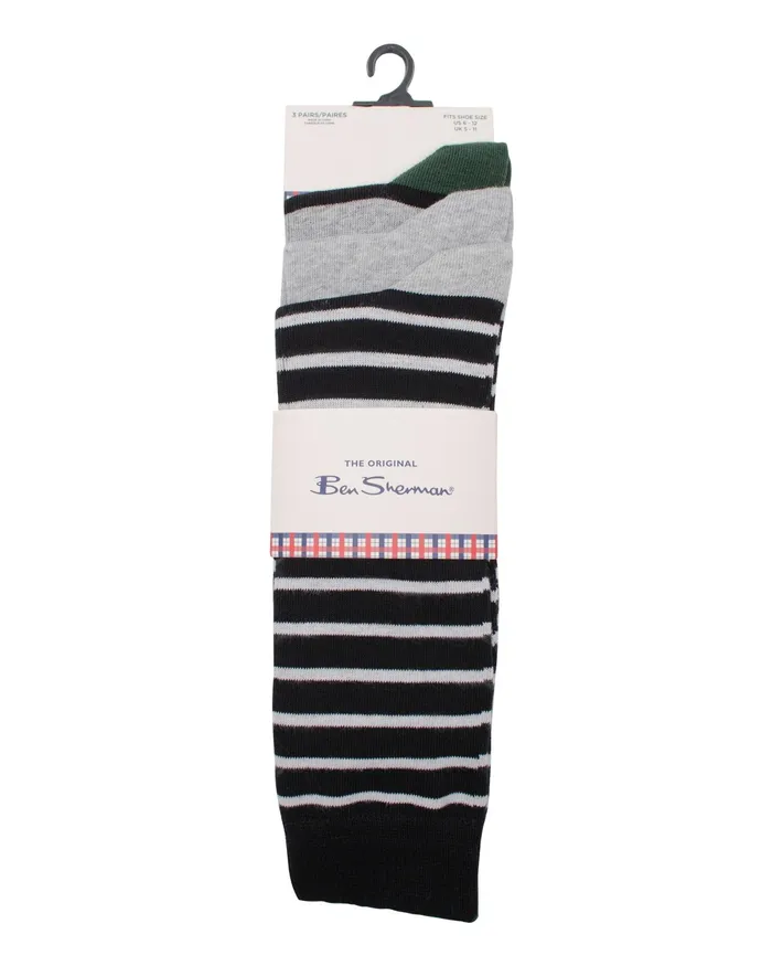 Ben Sherman Socks Men039s 3Pack Novelty Dress Socks 8211 Grey Multi 8211 Men