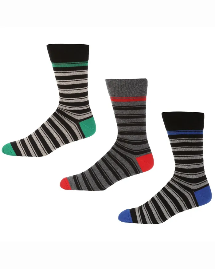 Ben Sherman Socks Wings Of Eagles Men039s 3Pack Socks 8211 BlackGreyCream Stripe 8211 Men