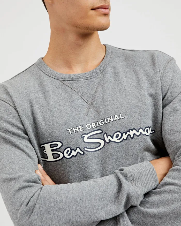 Ben Sherman Sweatshirts Signature Logo Sweatshirt 8211 Grey Heather 8211 Men