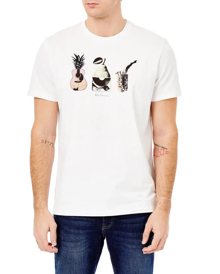 Ben Sherman TShirts Banana Split Graphic TShirt 8211 Bright White 8211 Men