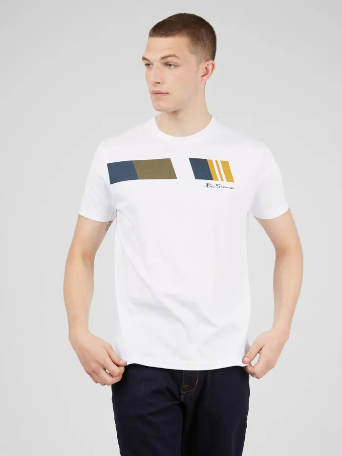 Ben Sherman TShirts RetroStripe Graphic Tee 8211 White 8211 Men