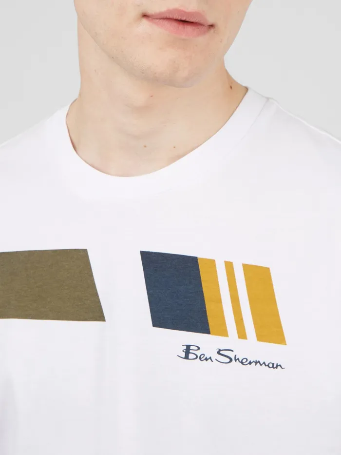 Ben Sherman TShirts RetroStripe Graphic Tee 8211 White 8211 Men