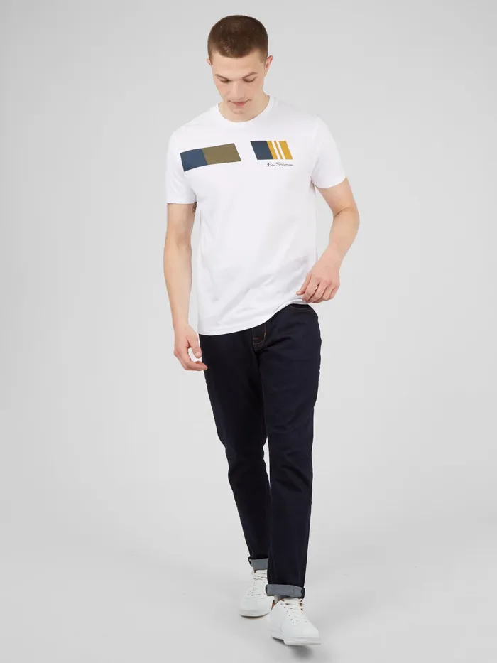 Ben Sherman TShirts RetroStripe Graphic Tee 8211 White 8211 Men