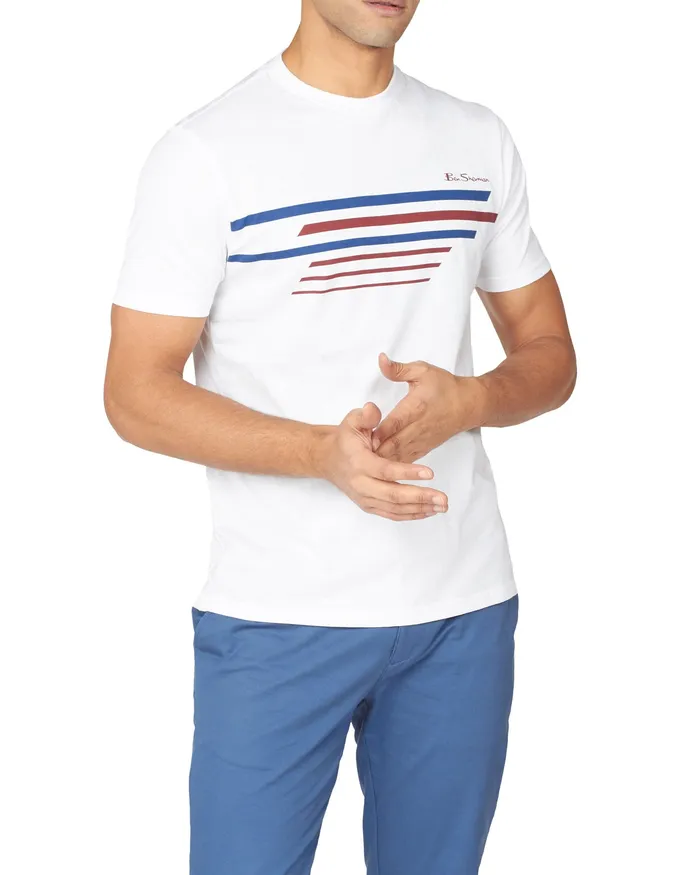 Ben Sherman TShirts Sport Stripe Graphic Tee 8211 White 8211 Men