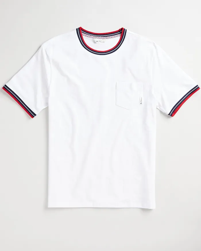 Ben Sherman TShirts Supima Cotton Ringer Pocket TShirt 8211 Bright White 8211 Men