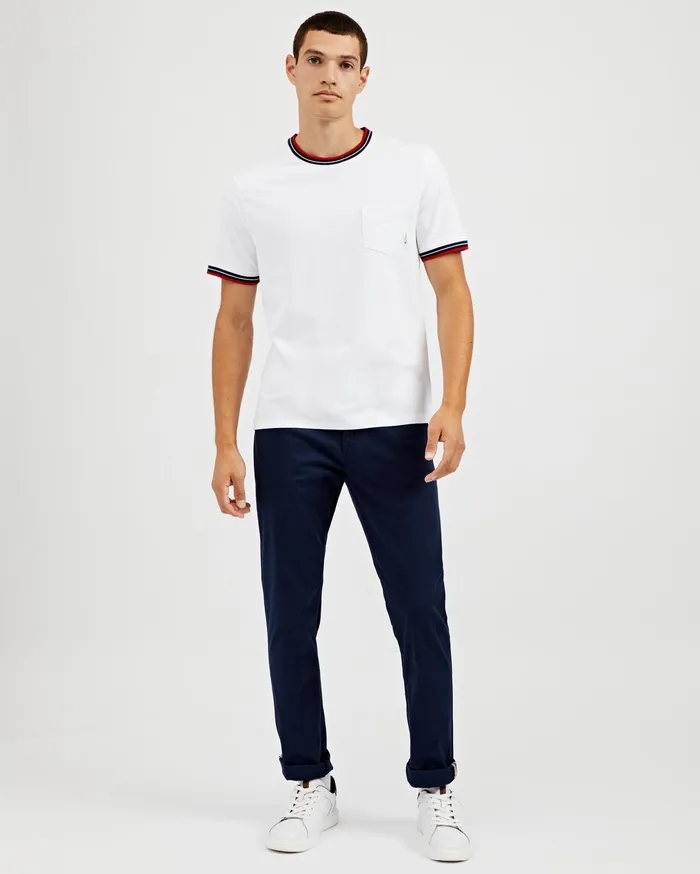Ben Sherman TShirts Supima Cotton Ringer Pocket TShirt 8211 Bright White 8211 Men