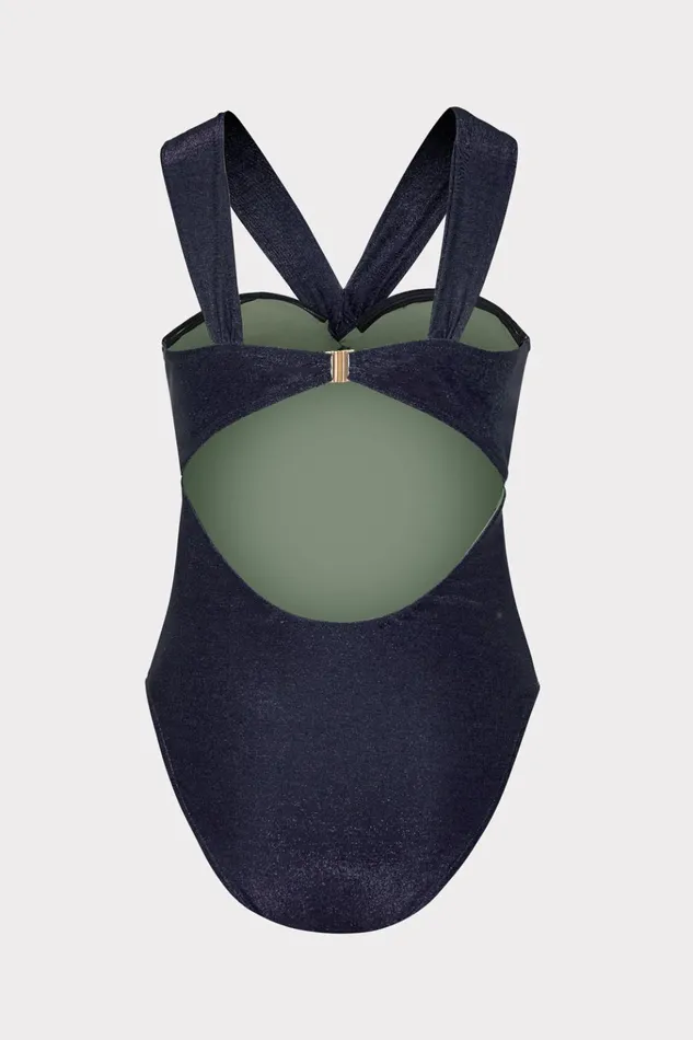 Betsy Bandeau Shimmer One Piece Navy Women Milly Swim and Coverups