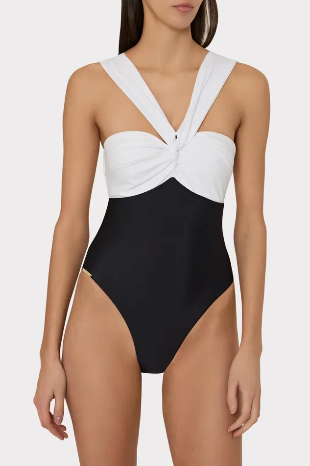 Betsy Color Block One Piece Whiteblack Women Milly Swim and Coverups