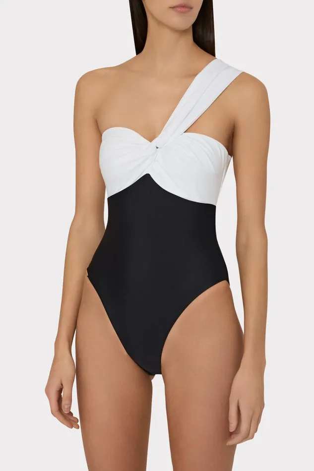 Betsy Color Block One Piece Whiteblack Women Milly Swim and Coverups