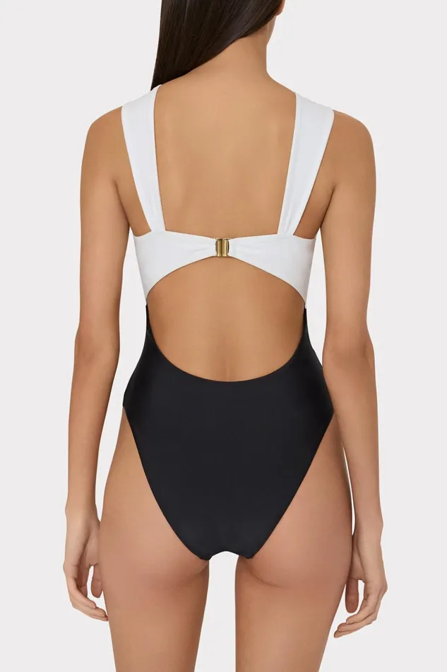 Betsy Color Block One Piece Whiteblack Women Milly Swim and Coverups