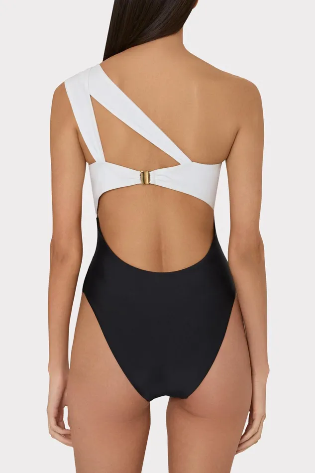 Betsy Color Block One Piece Whiteblack Women Milly Swim and Coverups
