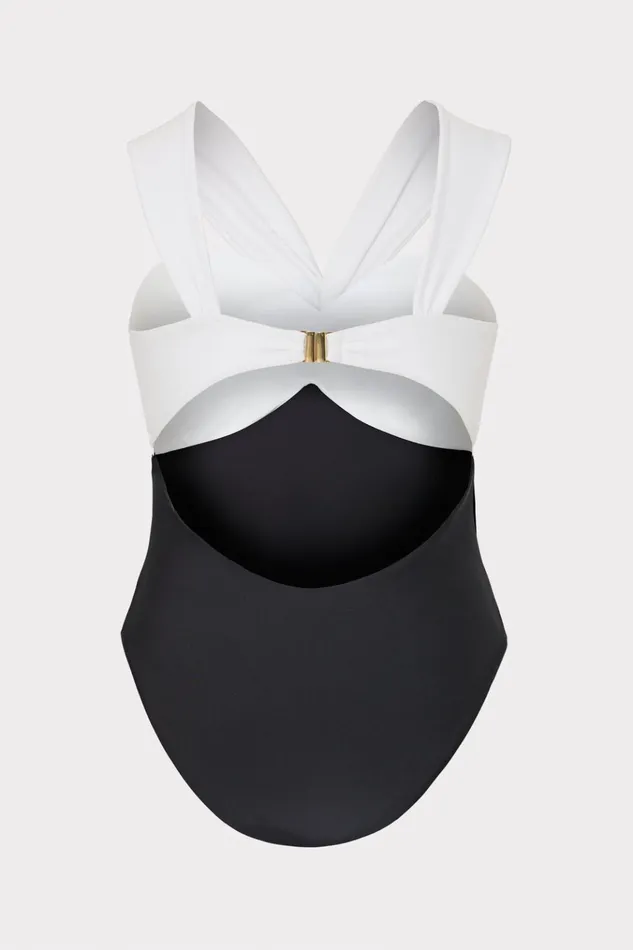 Betsy Color Block One Piece Whiteblack Women Milly Swim and Coverups