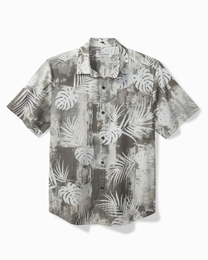 Big and Tall Big and Tall Coconut Point Shore Front IslandZone Camp Shirt Summer Grey Tommy Bahama Shirts Big and Tall Big and Tall Coconut Point Shore Front IslandZone Camp Shirt Summer Grey Tommy Bahama Shirts