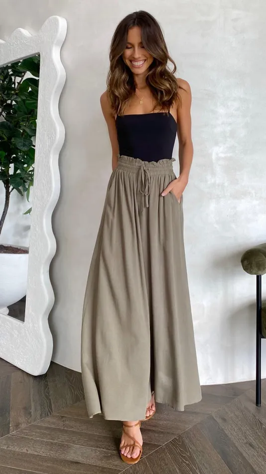 Billy J Bottoms Women Avery Wide Leg Pants 8211 Khaki