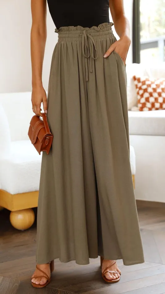 Billy J Bottoms Women Avery Wide Leg Pants 8211 Khaki