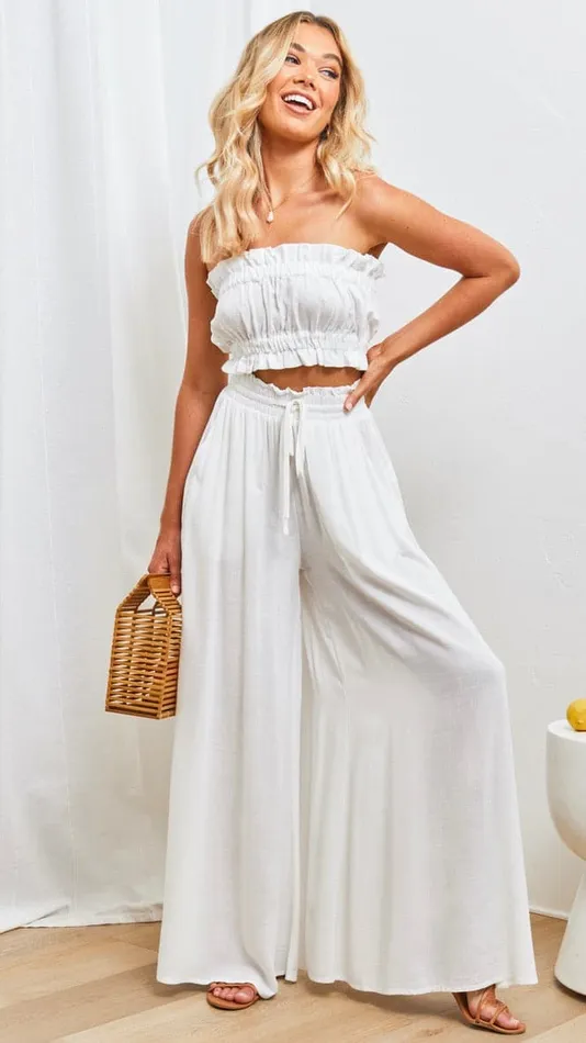 Billy J Bottoms Women Avery Wide Leg Pants 8211 White