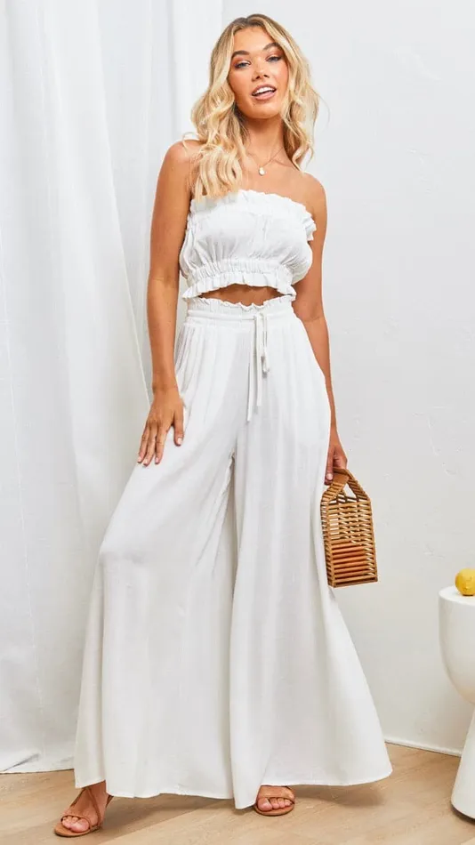 Billy J Bottoms Women Avery Wide Leg Pants 8211 White