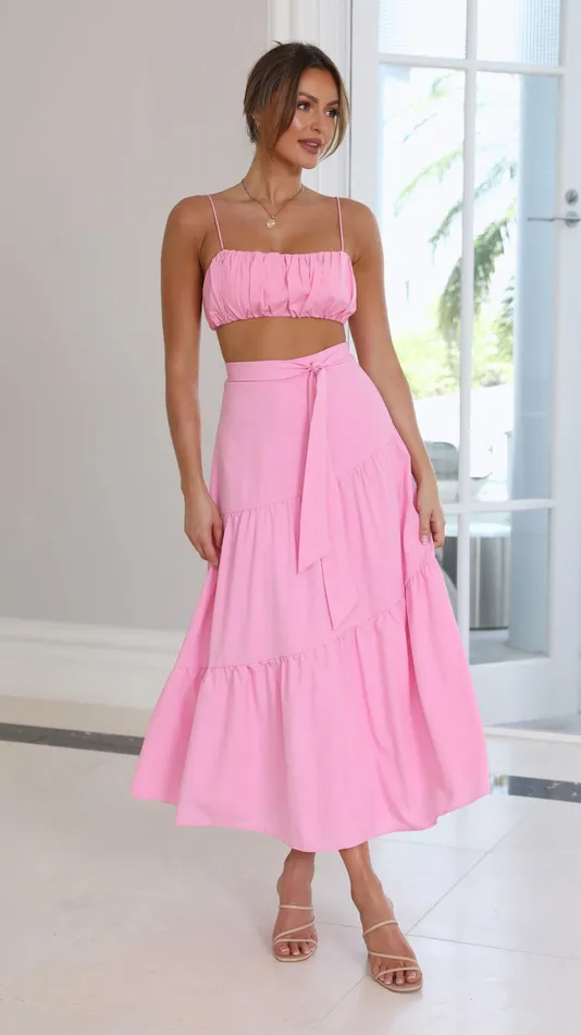 Billy J Bottoms Women Saraya Top And Skirt Set 8211 Pink