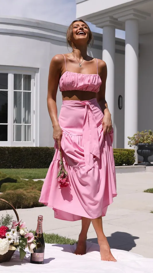 Billy J Bottoms Women Saraya Top And Skirt Set 8211 Pink