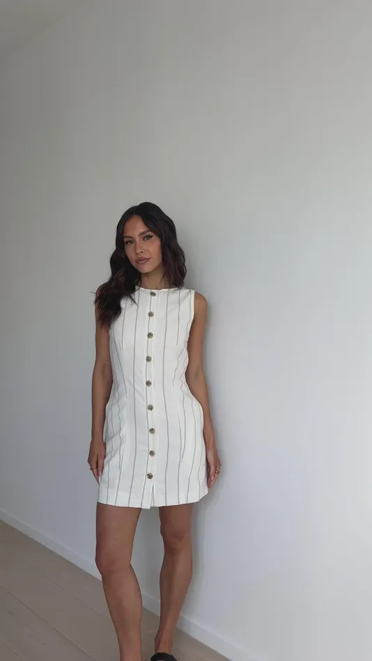 Billy J Dresses Women Athalie Mini Dress 8211 White Stripe