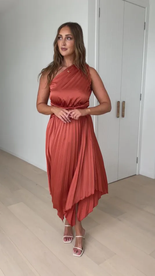 Billy J Dresses Women Cali One Shoulder Midi Dress 8211 Copper