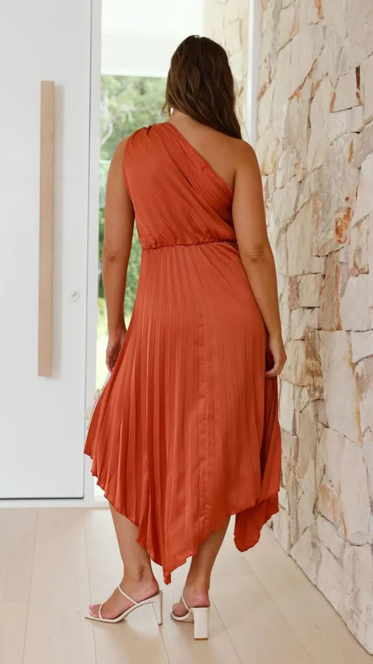 Billy J Dresses Women Cali One Shoulder Midi Dress 8211 Copper