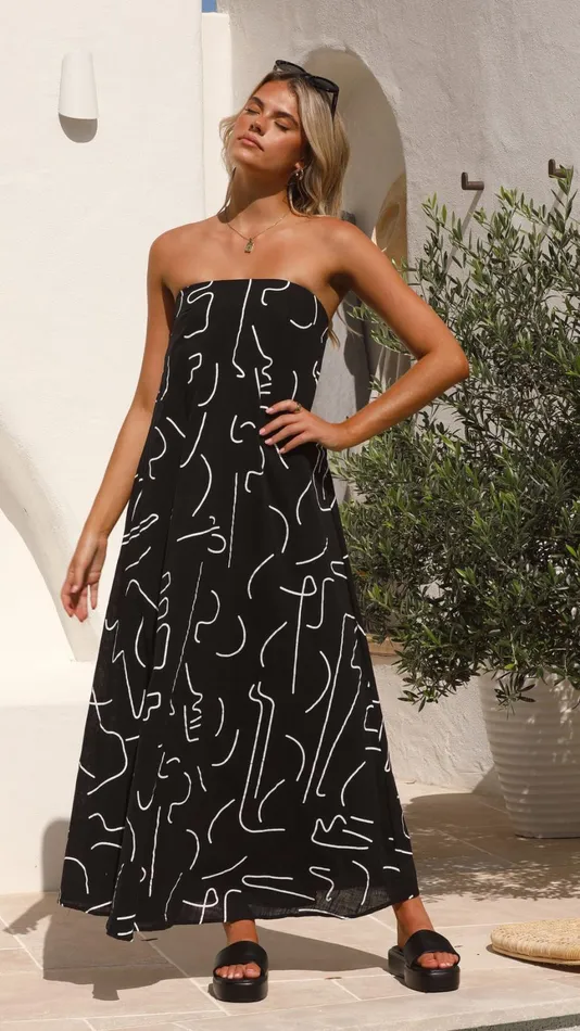 Billy J Dresses Women Connie Maxi Dress 8211 Black Swirl