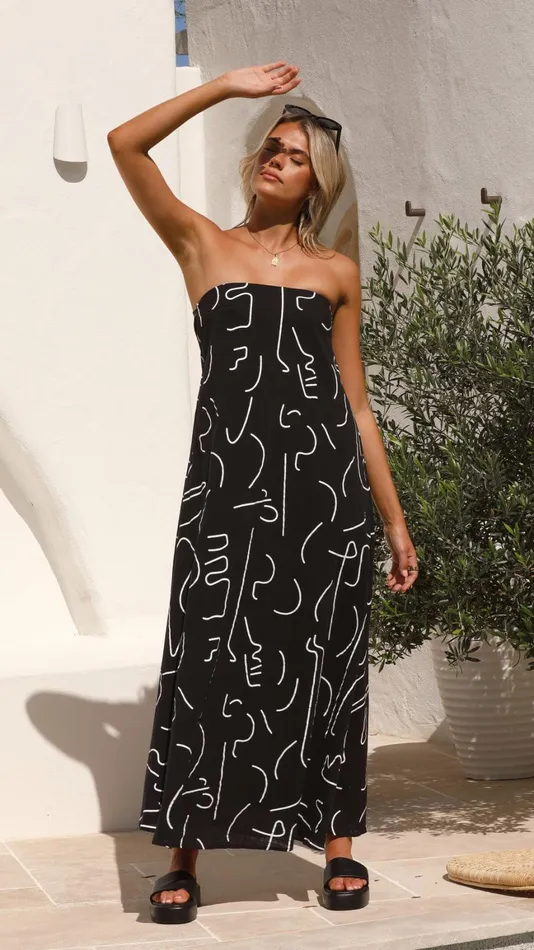 Billy J Dresses Women Connie Maxi Dress 8211 Black Swirl