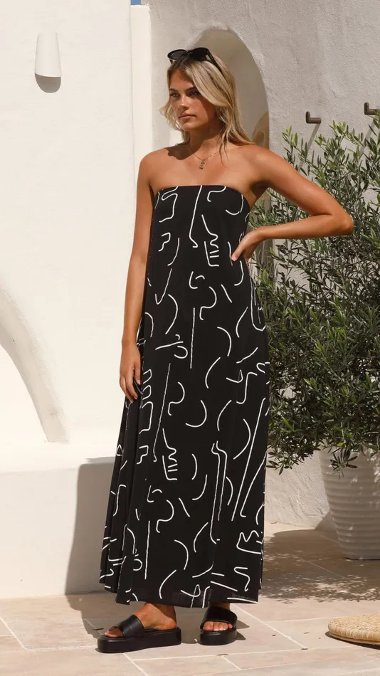 Billy J Dresses Women Connie Maxi Dress 8211 Black Swirl