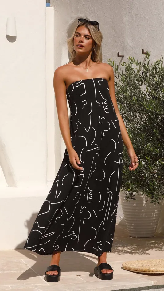 Billy J Dresses Women Connie Maxi Dress 8211 Black Swirl