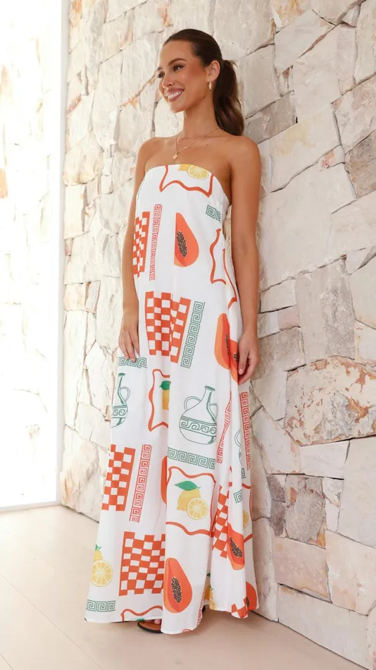 Billy J Dresses Women Connie Maxi Dress 8211 Lemon Papaya Print