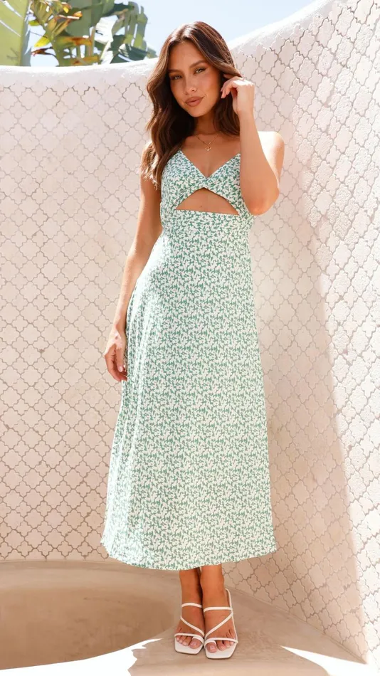 Billy J Dresses Women Delilah Midi Dress 8211 Sage Floral