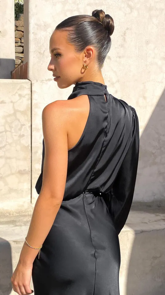 Billy J Dresses Women Esther One Shoulder Long Sleeve Dress 8211 Black