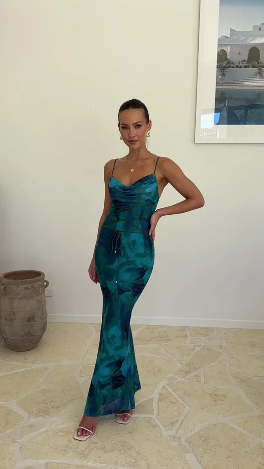 Billy J Dresses Women Hanne Maxi Dress 8211 Green Print
